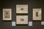 Installation image of the exhibition Ink & Time: European Prints from the Wetmore Collection by Fairfield University Art Museum