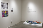 Installation image for exhibition Stitching Time by Fairfield University Art Museum